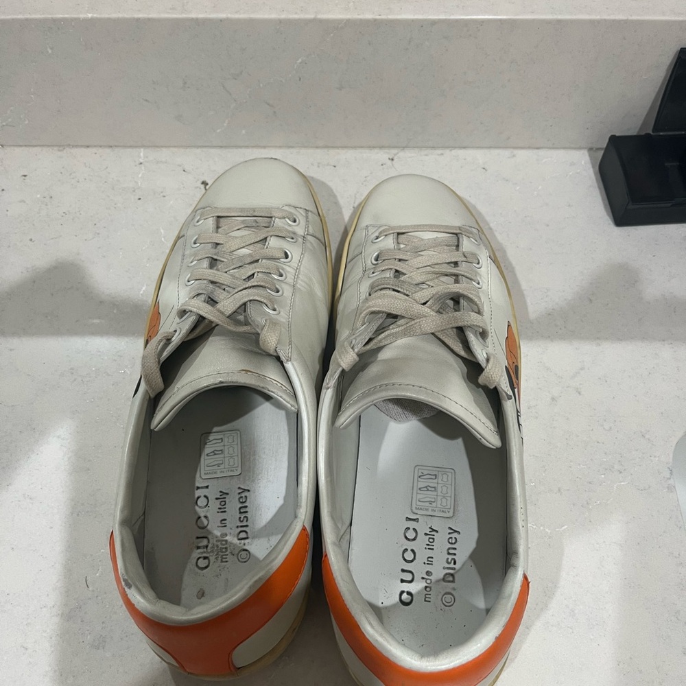 Gucci x Disney collab White and Orange Sneakers with Mickey Design, M9/W10.5 - Picture 7 of 9